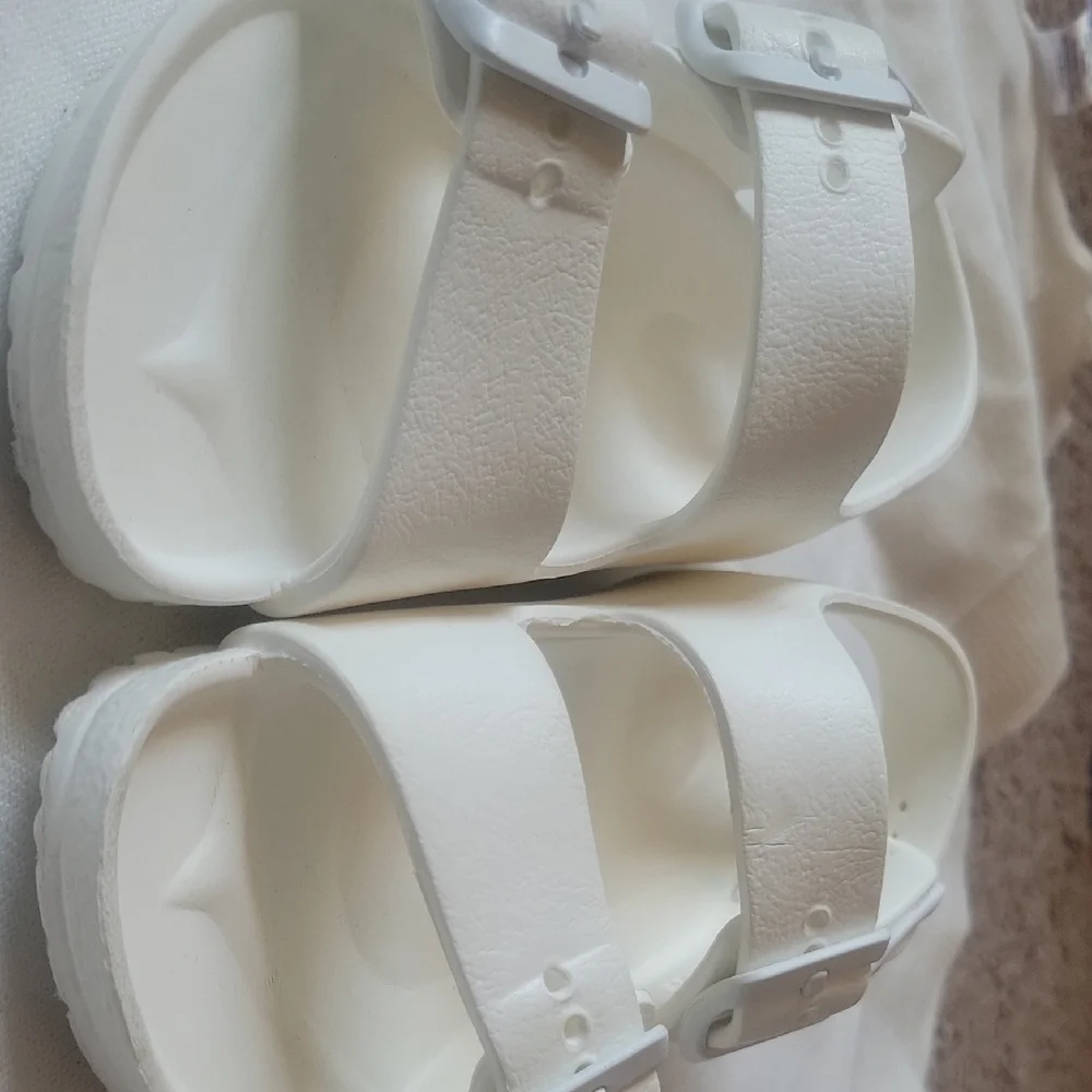 Birkenstock Kids White Double-Buckle EVA Sandals